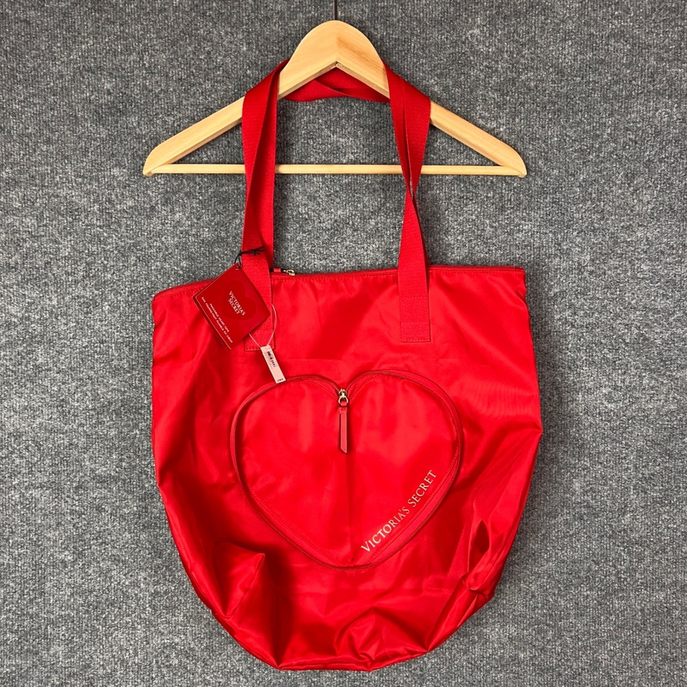 New Victoria's Secret Red Heart Packable Tote Bag New With Tags‎